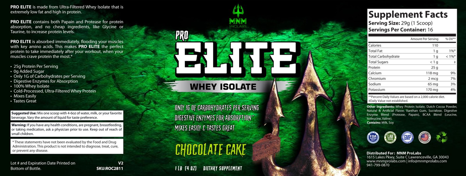 1lb PRO-ELITE Whey Isolate Chocolate Cake