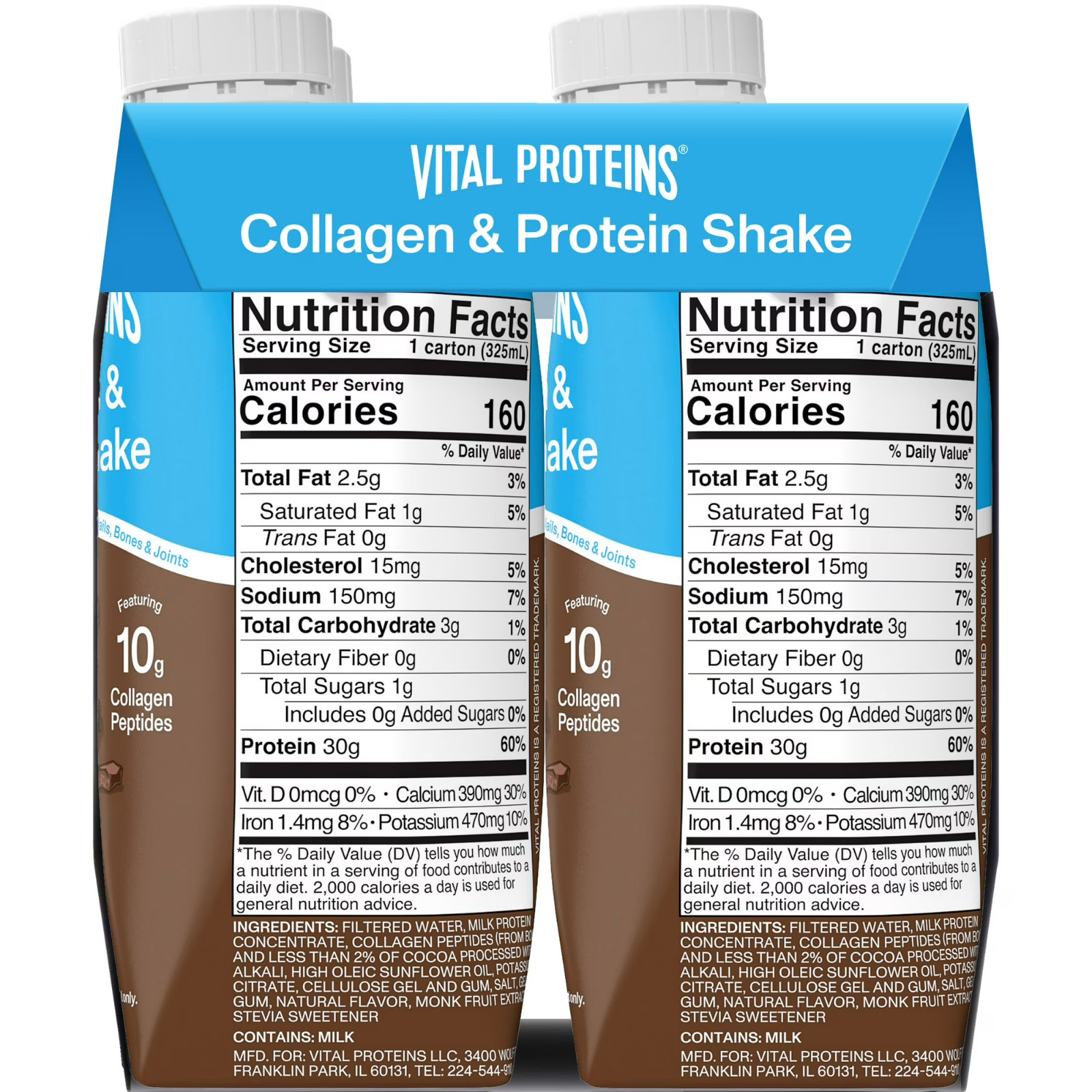 Vital Proteins chocolate collagen Protein shake 30g protein 10g collagen Peptide