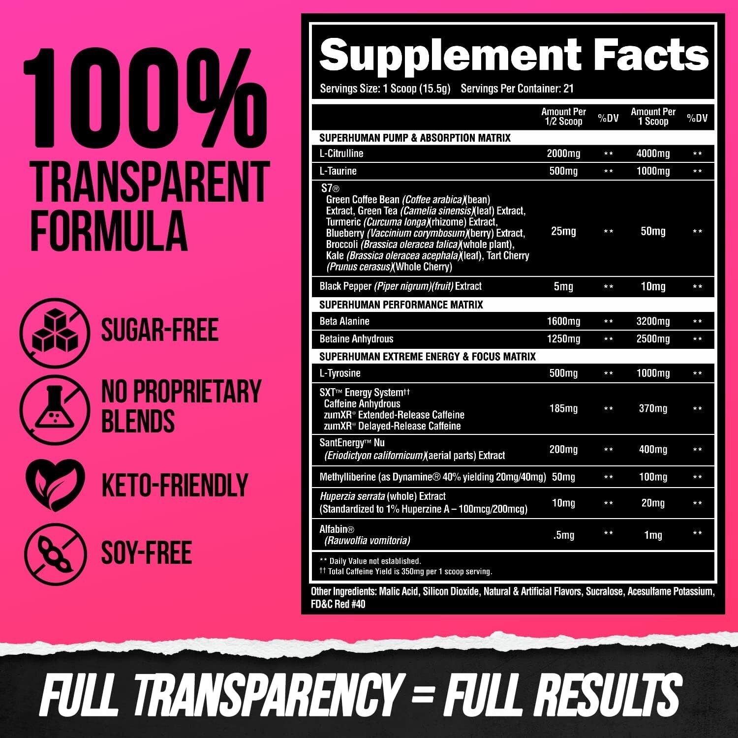 Alpha Lion Superhuman Extreme Pre-Workout Focus Pumps 21 Serving Slaughtermelon