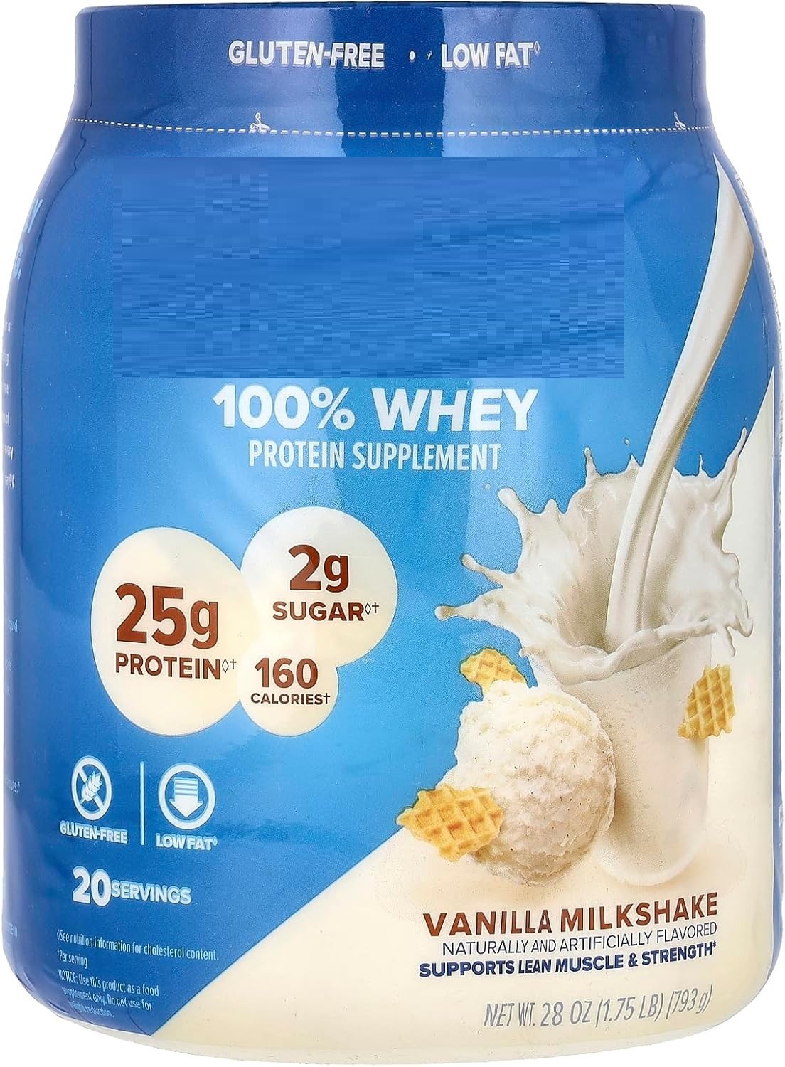 Pure Protein 100% Whey Protein Powder, Vanilla Cream, 25g Protein, 1.75 lbs