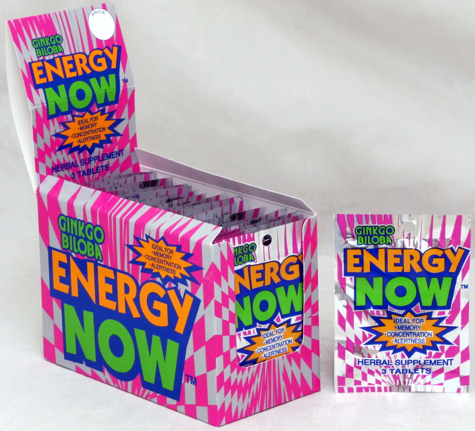Ginkgo Biloba Energy Now Herbal Booster Supplements 24 packs 72 pills Memory