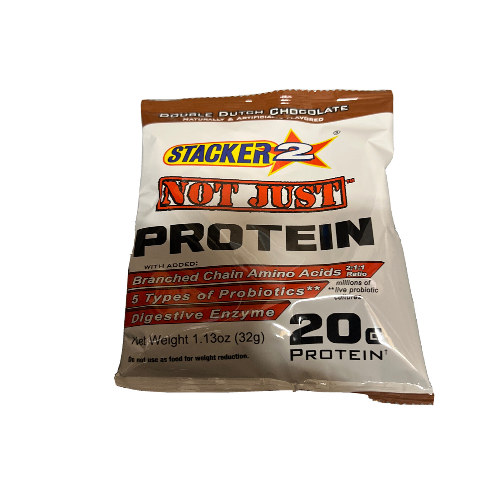 Stacker not just protein 12 pouches double Dutch chocolate flavor dated 5-19