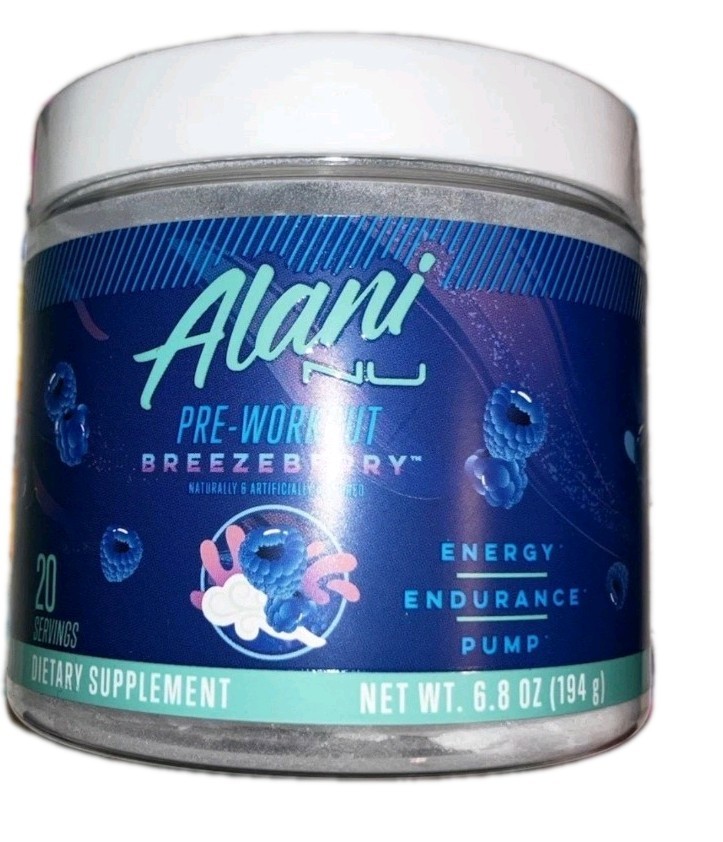 NEW Alani Nu Pre-Workout Powder Breezeberry Energy Endurance 6.8 oz Ex 02/27