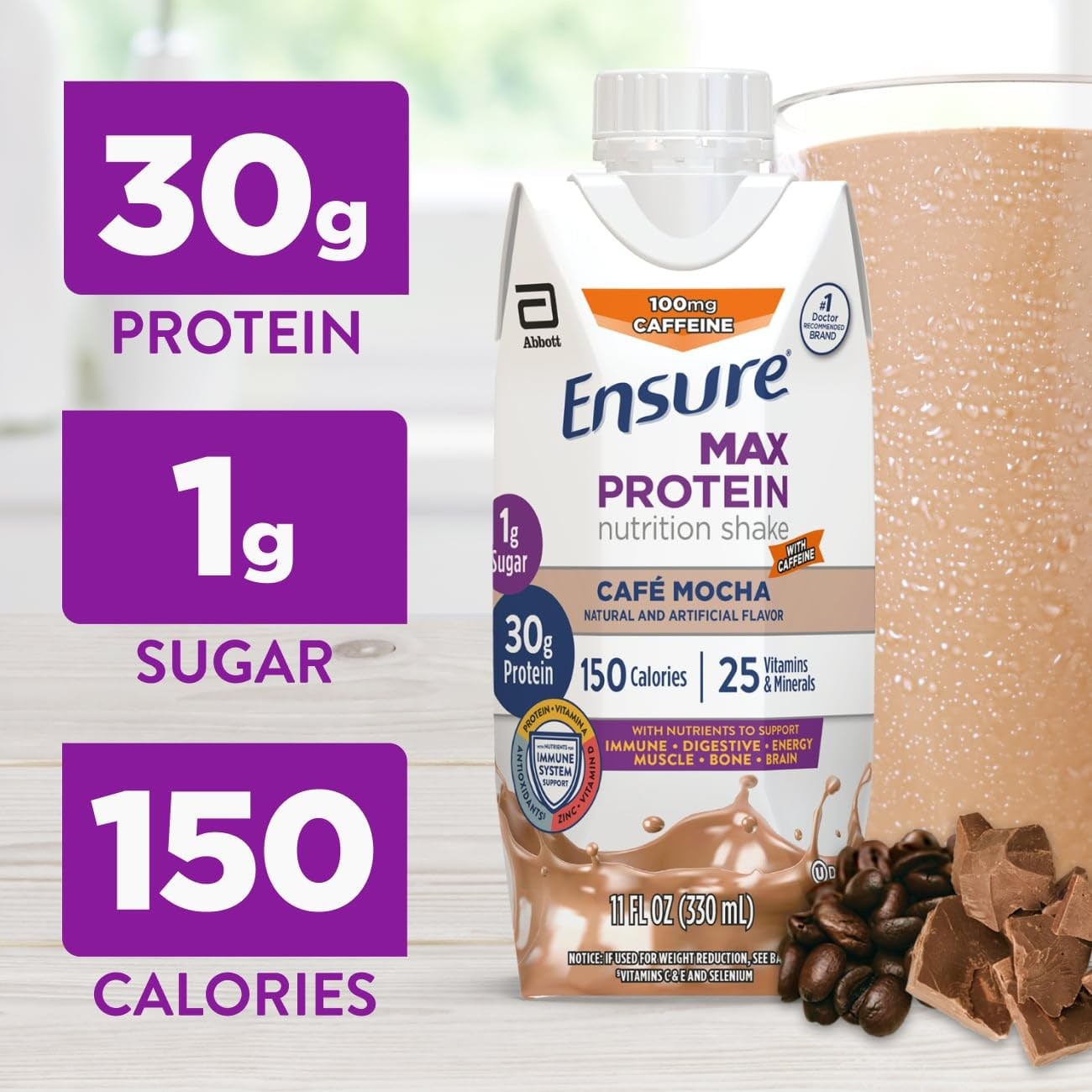 Ensure Max Protein Cafe Mocha Nutrition Shake 30G Protein 1G Sugar 4G Fiber