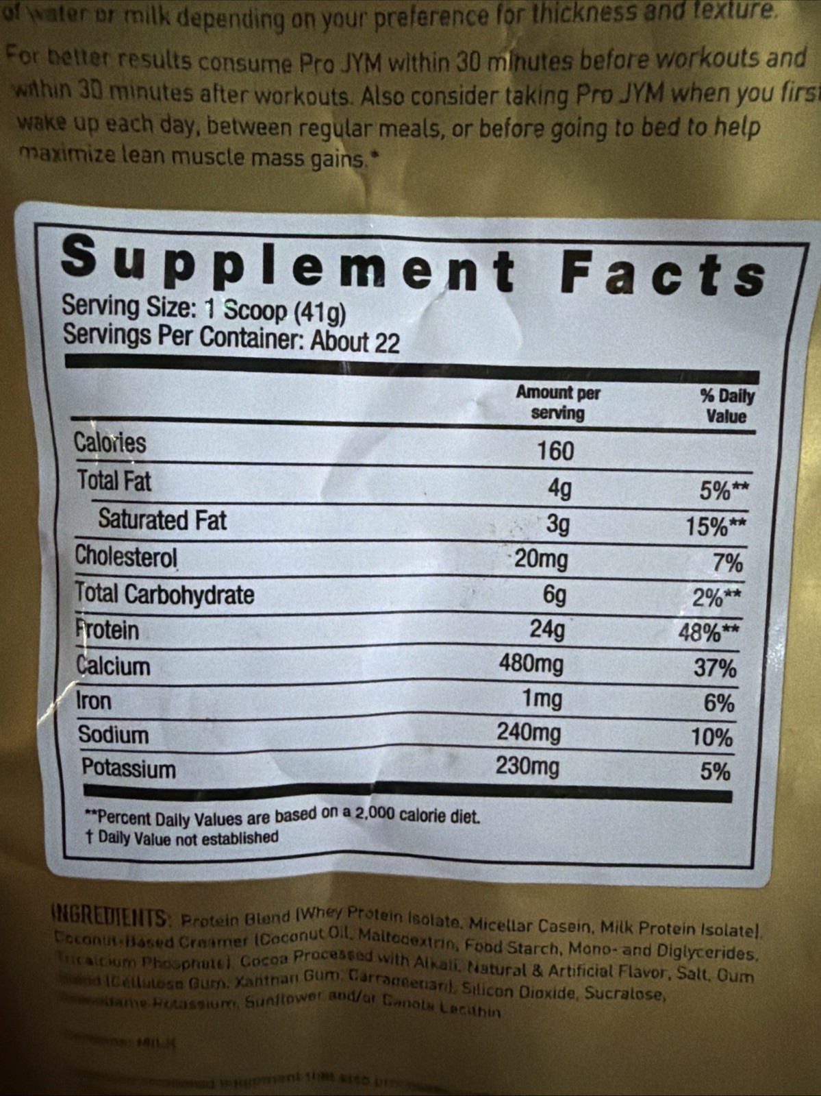 Pro JYM Chocolate Peanut Butter Protein 22 Servings Whey Casein Milk Blend