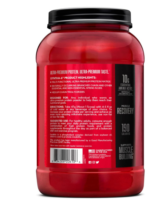 BSN Syntha-6 Protein Powder Vanilla Ice Cream 28 Servings 2.91 lb Protein