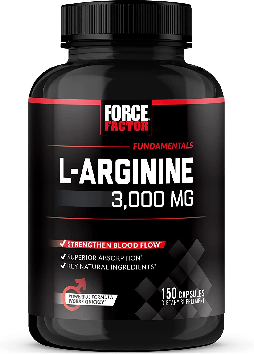 L-Arginine Nitric Oxide Supplement with Bioperine to Help Build Muscle and Suppo