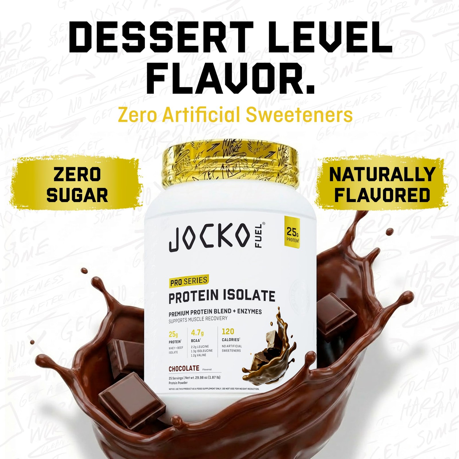 Jocko Fuel Whey Protein Isolate Pro Series, Chocolate, 25g Low Lactose Whey +…