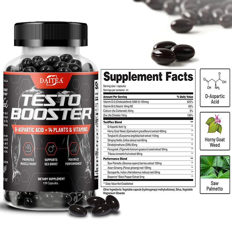 Testosterone Booster for Men,Male Enhancement Pills, Energy,Libido 30/60/120Caps