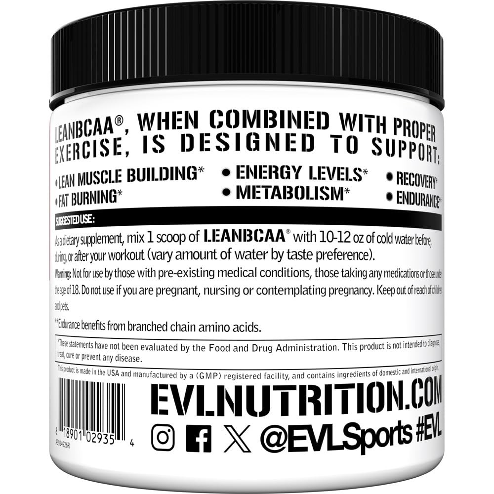 Evlution Nutrition Lean Bcaa Amino Acid Powder Fruit Punch 9.4 Ounce