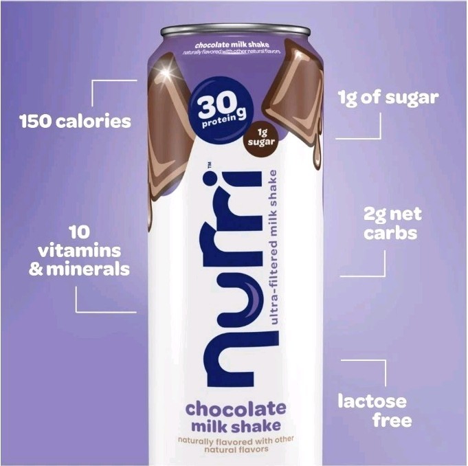 Nurri 30g Protein Shake Chocolate Ultra Filtered Milk 12 Pack 11 fl oz Cans