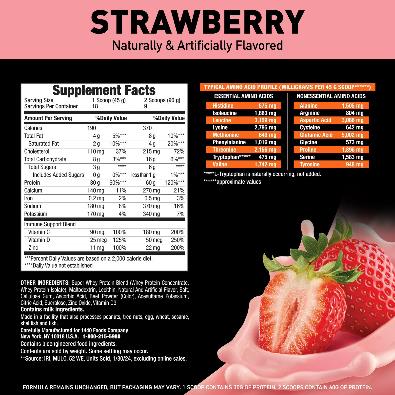 Body Fortress Super Advanced 100% Premium Whey Protein, Strawberry,1.78lbs,2PACK
