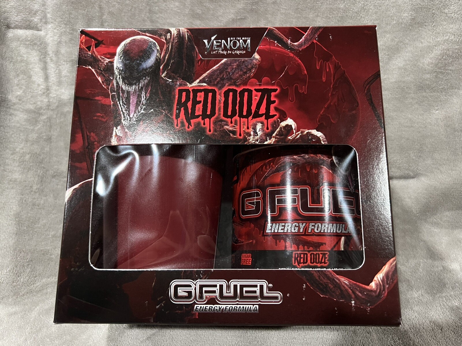 G Fuel ERROR Carnage Venom Open Collectors Box Red Ooze Misprint Shaker Cup READ