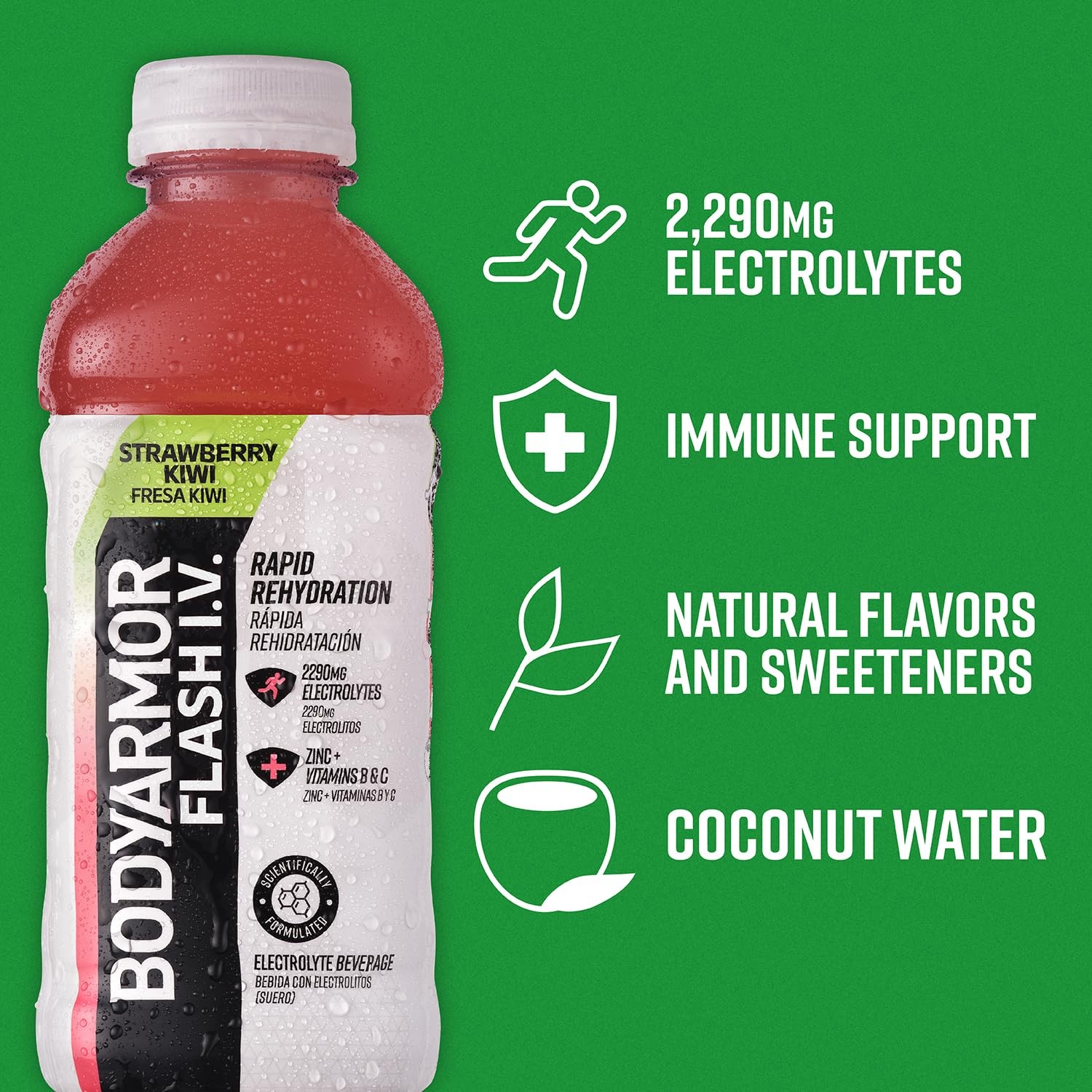 BODYARMOR Flash I.V. Electrolyte Beverage, Strawberry Kiwi, Hydration Drink…