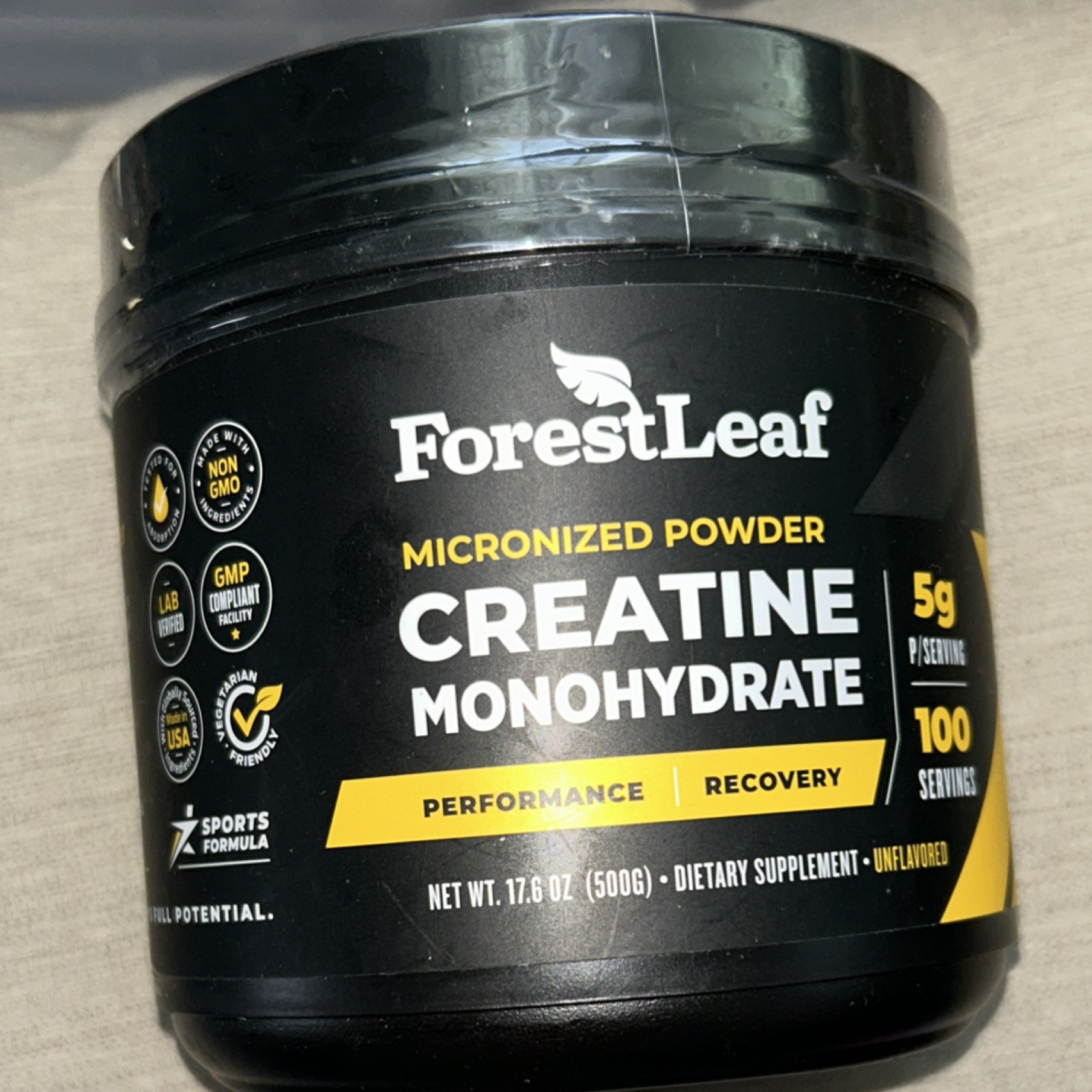 ForestLeaf Micronized Creatine Monohydrate Powder Unflavored 17.6oz 100 Servings