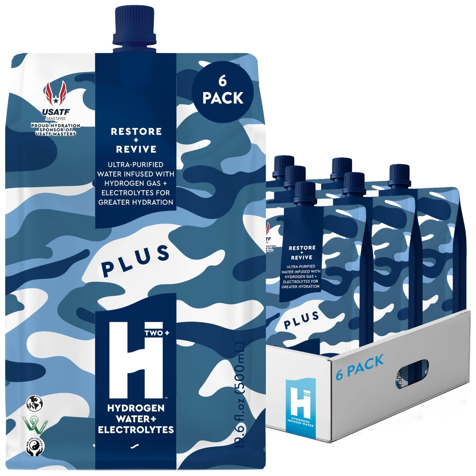 Hydrogen Water with Electrolytes 6-Pack, Unflavored, Sugar Free, Energy Drink, 1