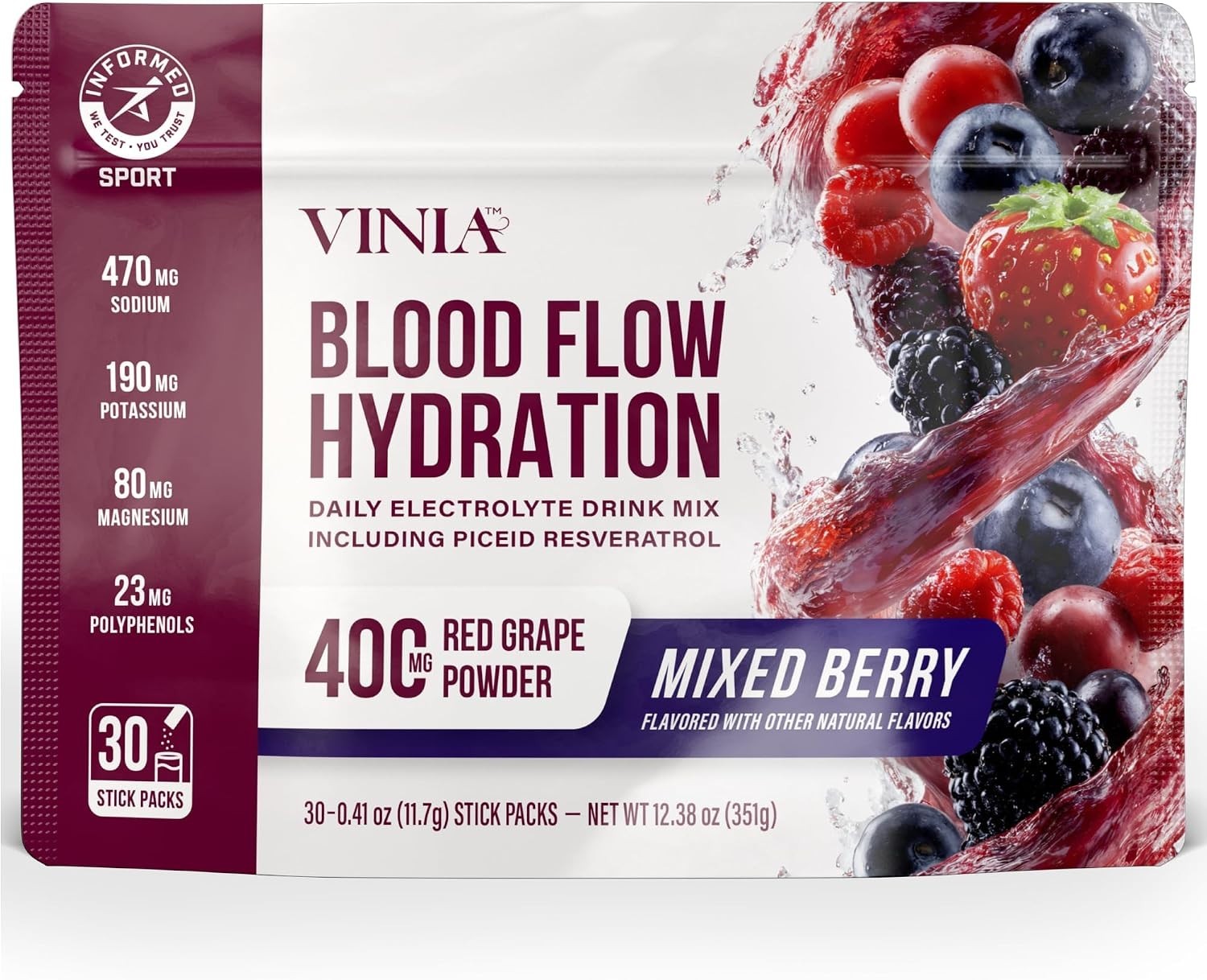 Resveratrol Electrolyte Hydration Powder Mix | Boost Blood Flow & Circulation…
