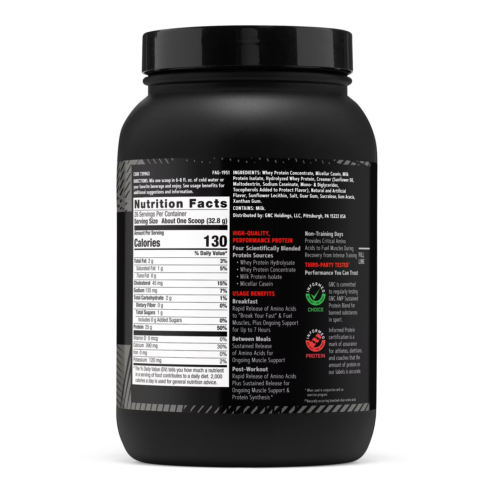 AMP Sustained Vanilla Milkshake, 26 Servings, 30 Oz (Pack of 1)