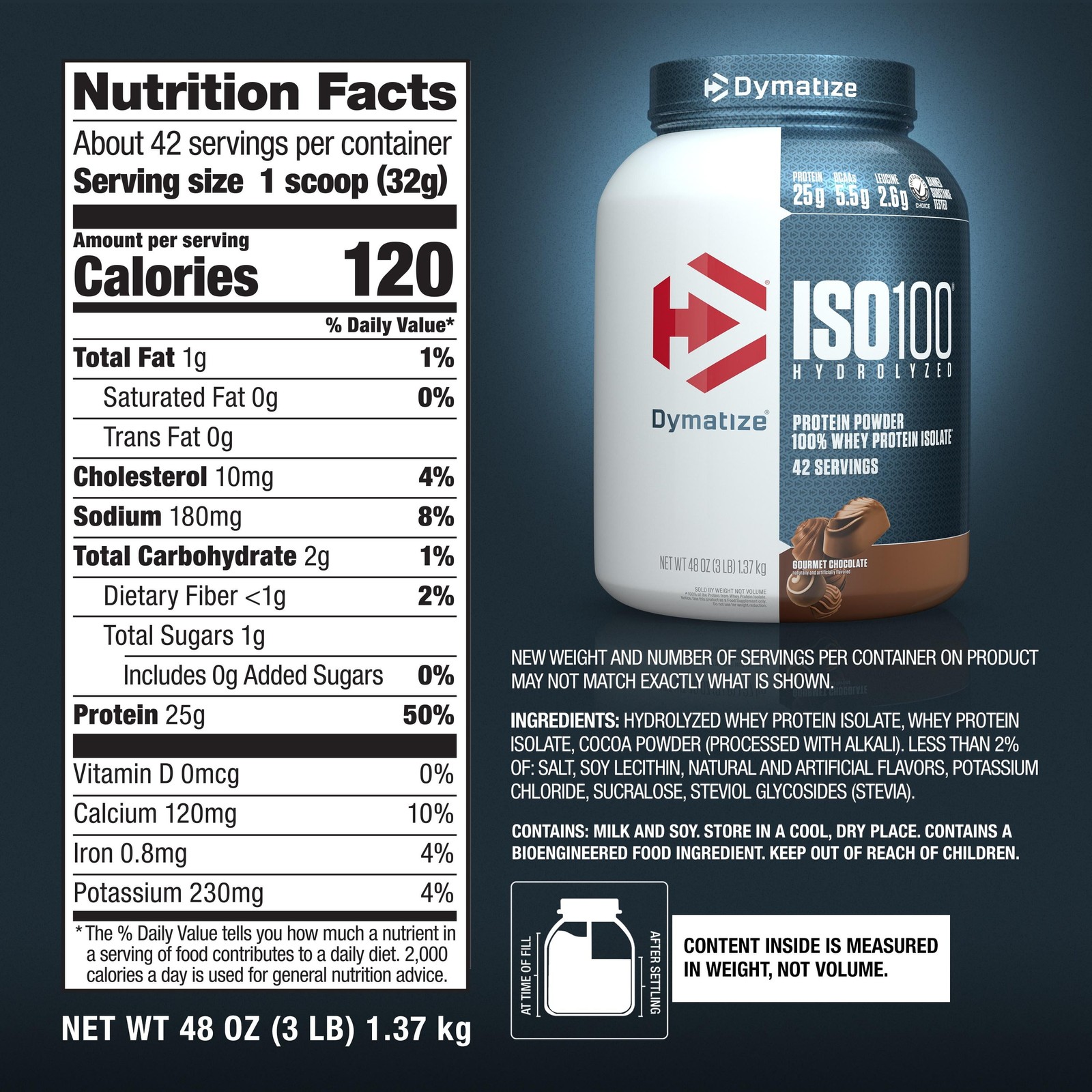 Dymatize Hydrolyzed Whey Isolate Protein Powder 25G Protein Chocolate 3 Lbs