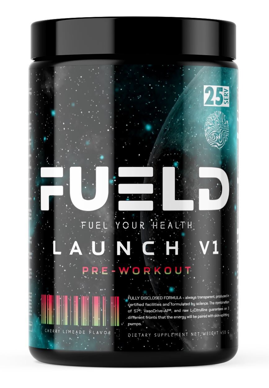 FUELD LAUNCH V1 Pre-Workout, Skin Splitting Pumps, Energy Blend 25 serv Cherry L