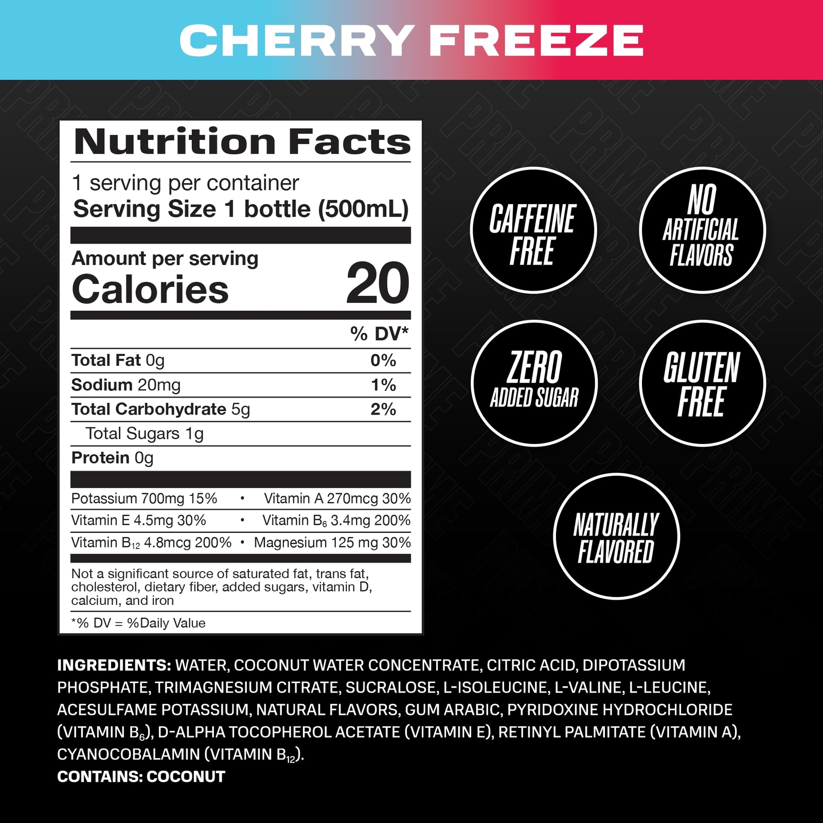PRIME Hydration Drink 16.9 Fl Oz Pack of 12 Natural Electrolytes Zero Sugar