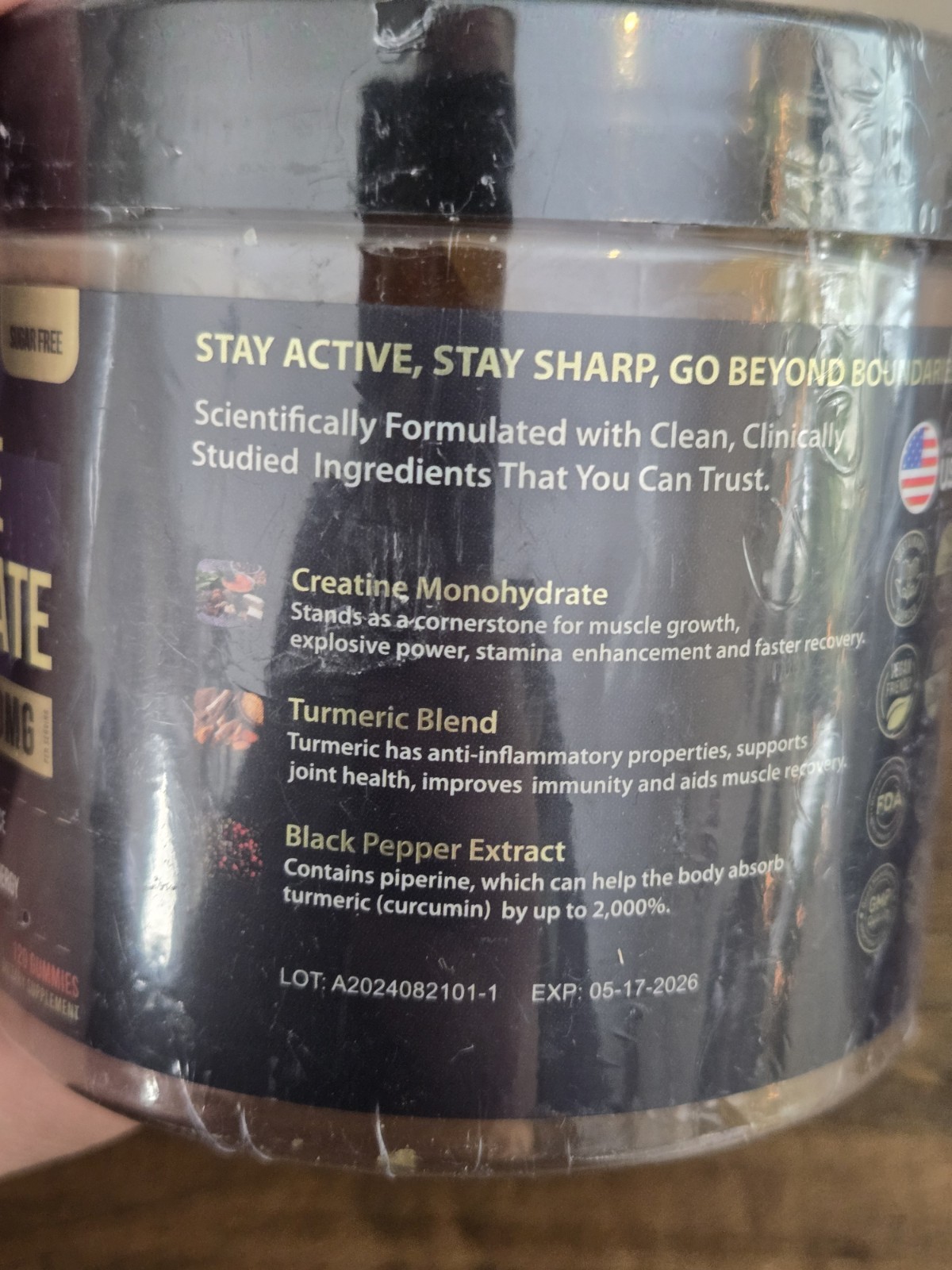 EcoWise Wellness Creatine Monohydrate Gummies 5000 mg Mango 120 Exp 5/17/2026