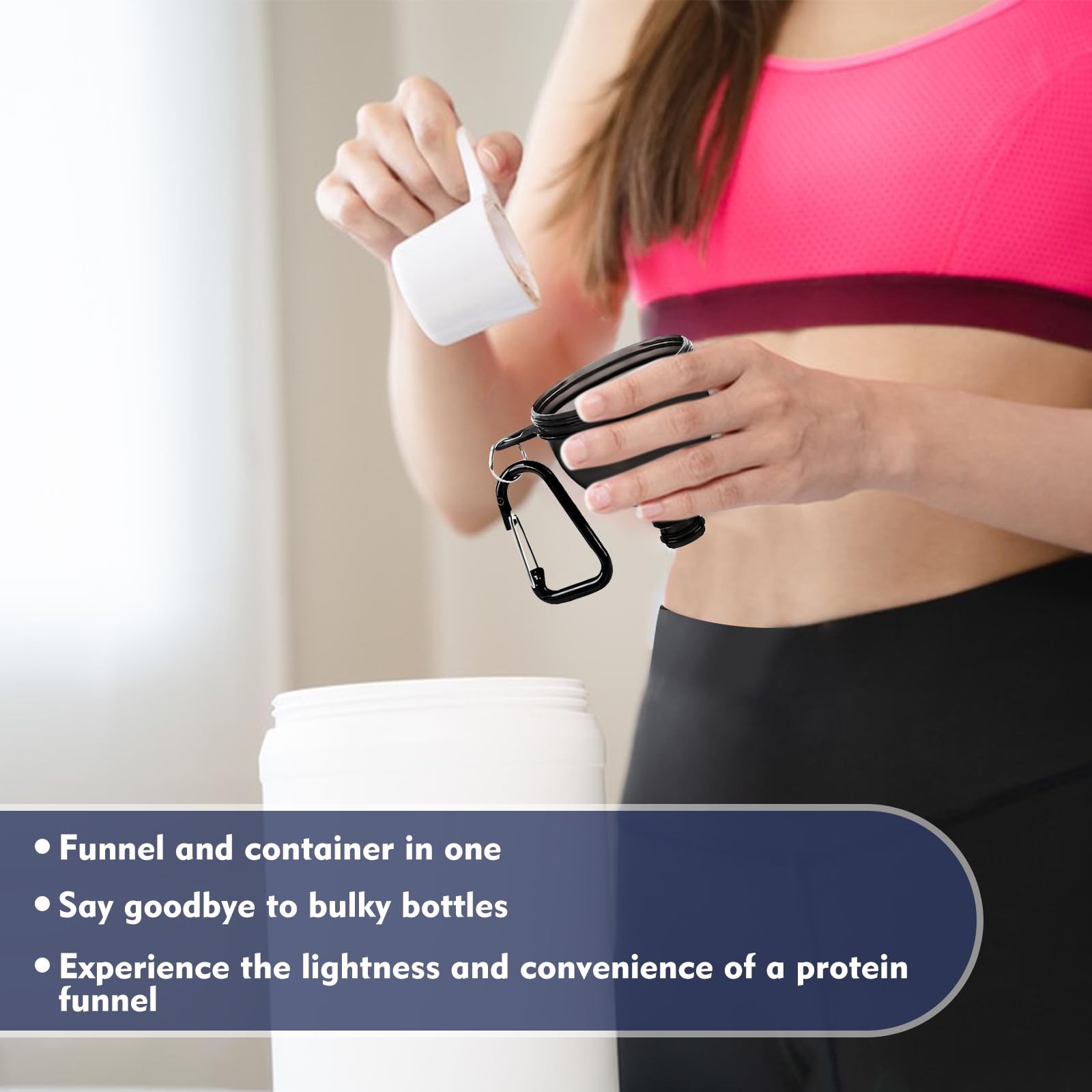 TEESSUE 2 Pcs Protein Powder Container, Portable 2*50ml, Black