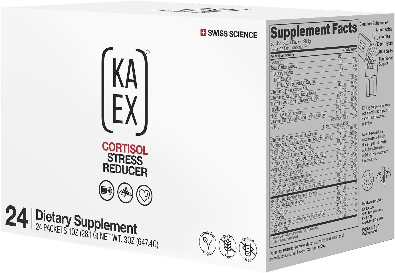 KA EX Cortisol Stress Reducer+ Powder 24-Pack Post-Workout Recovery Electrolyte