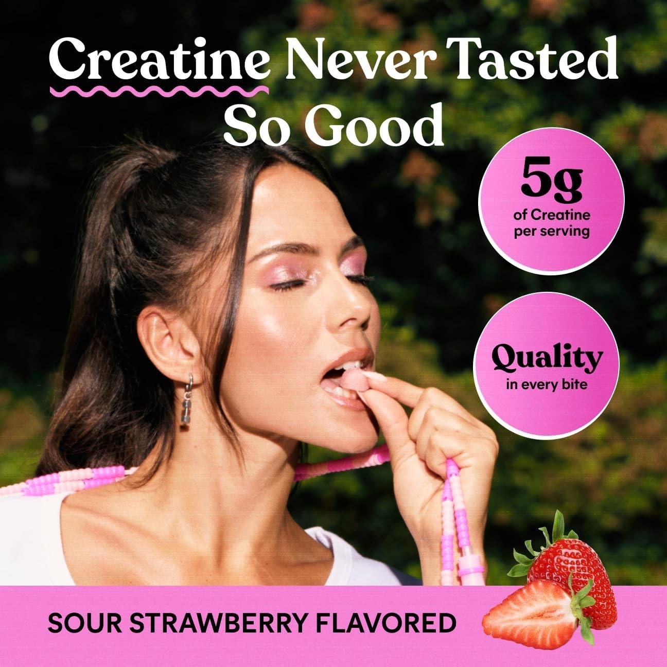 Creatine Monohydrate Gummies, Sour Strawberry 60 Gummies | 5g Creatine for Le…