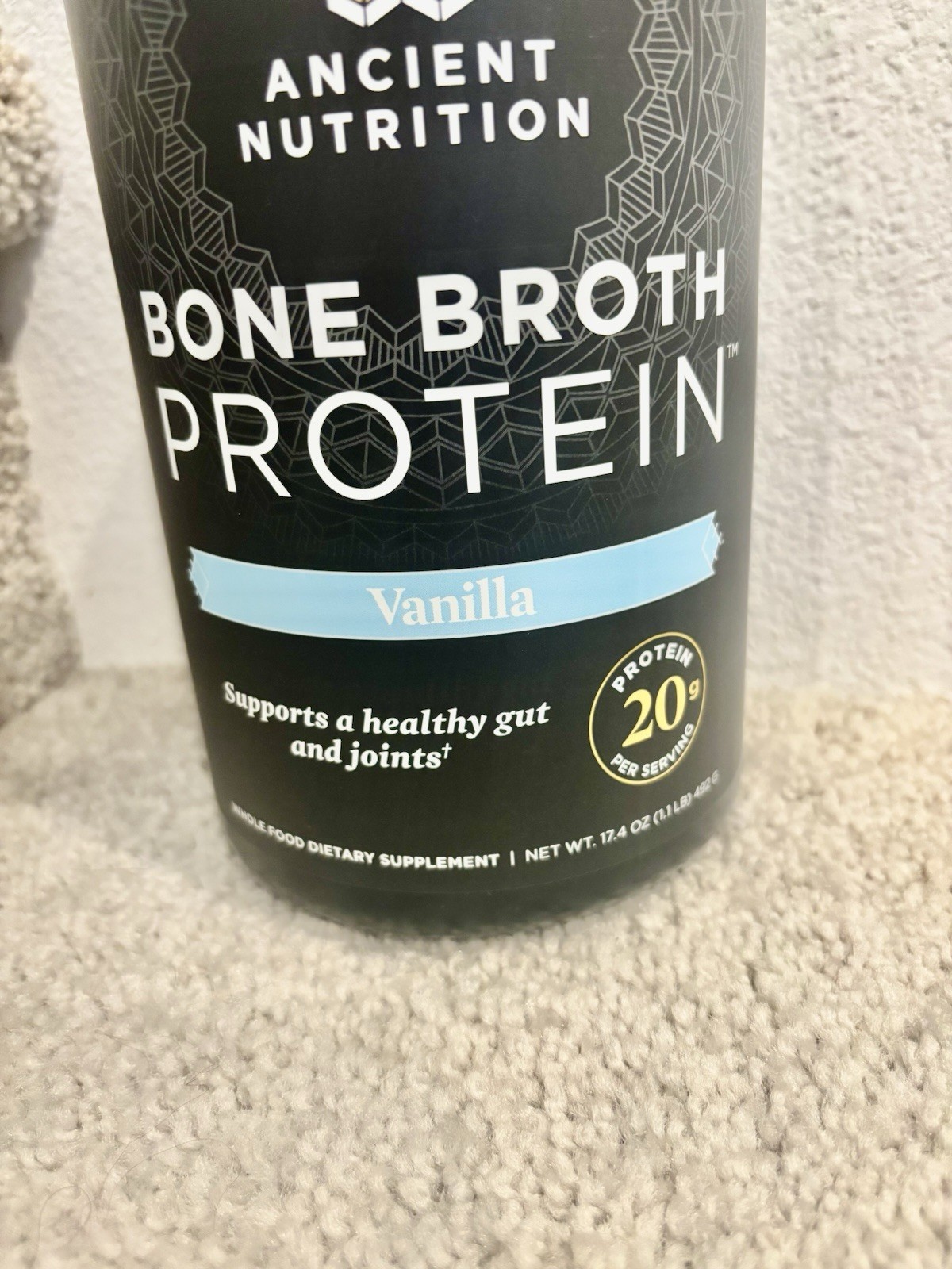 Ancient Nutrition Bone Broth Protein Powder Vanilla 20g 17.4 oz Exp 06/01/29