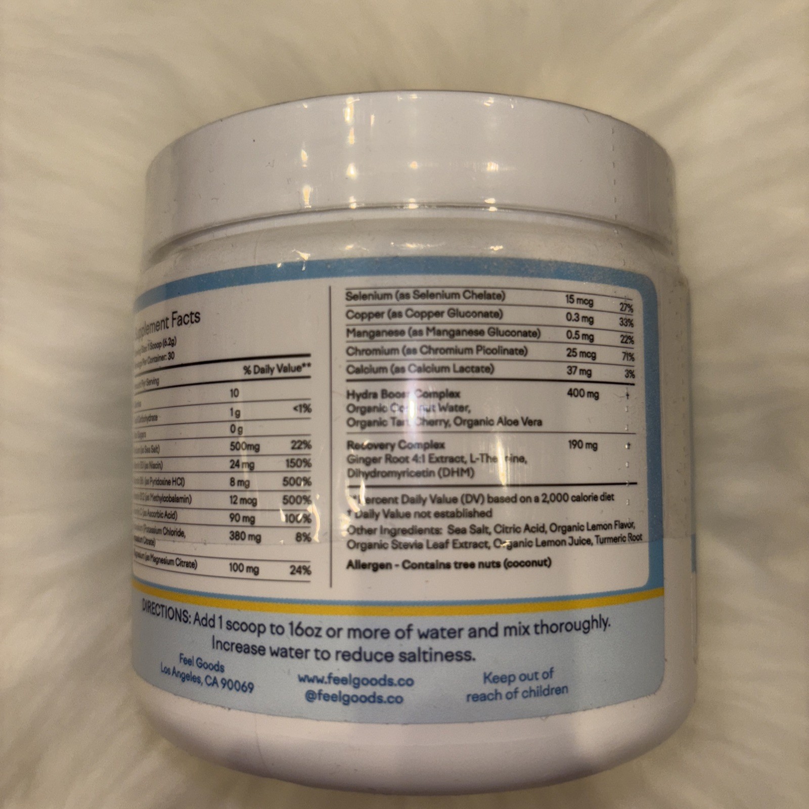 FEEL GOODS LEMON LIME Electrolytes 30 Servings minerals + vitamins BB 04/26