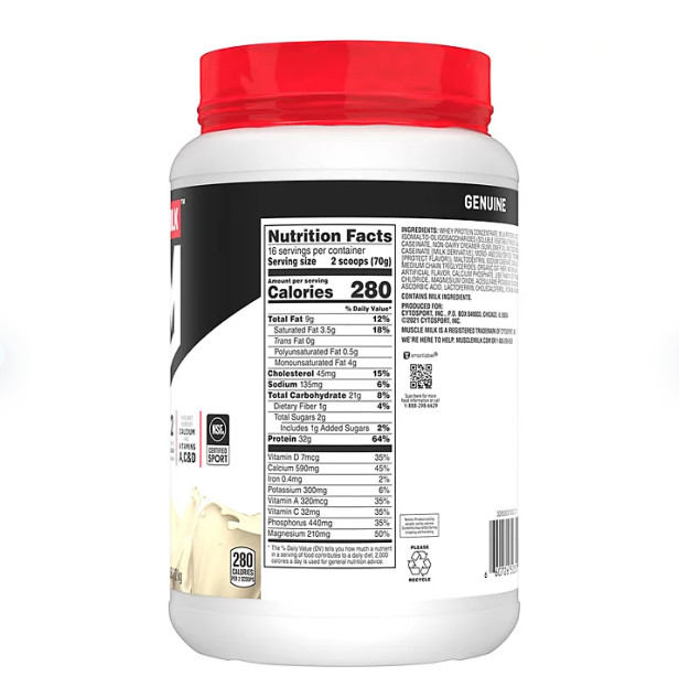 Muscle Milk Genuine 32g Whey Protein Powder, Vanilla Cream (2.47 lbs.)