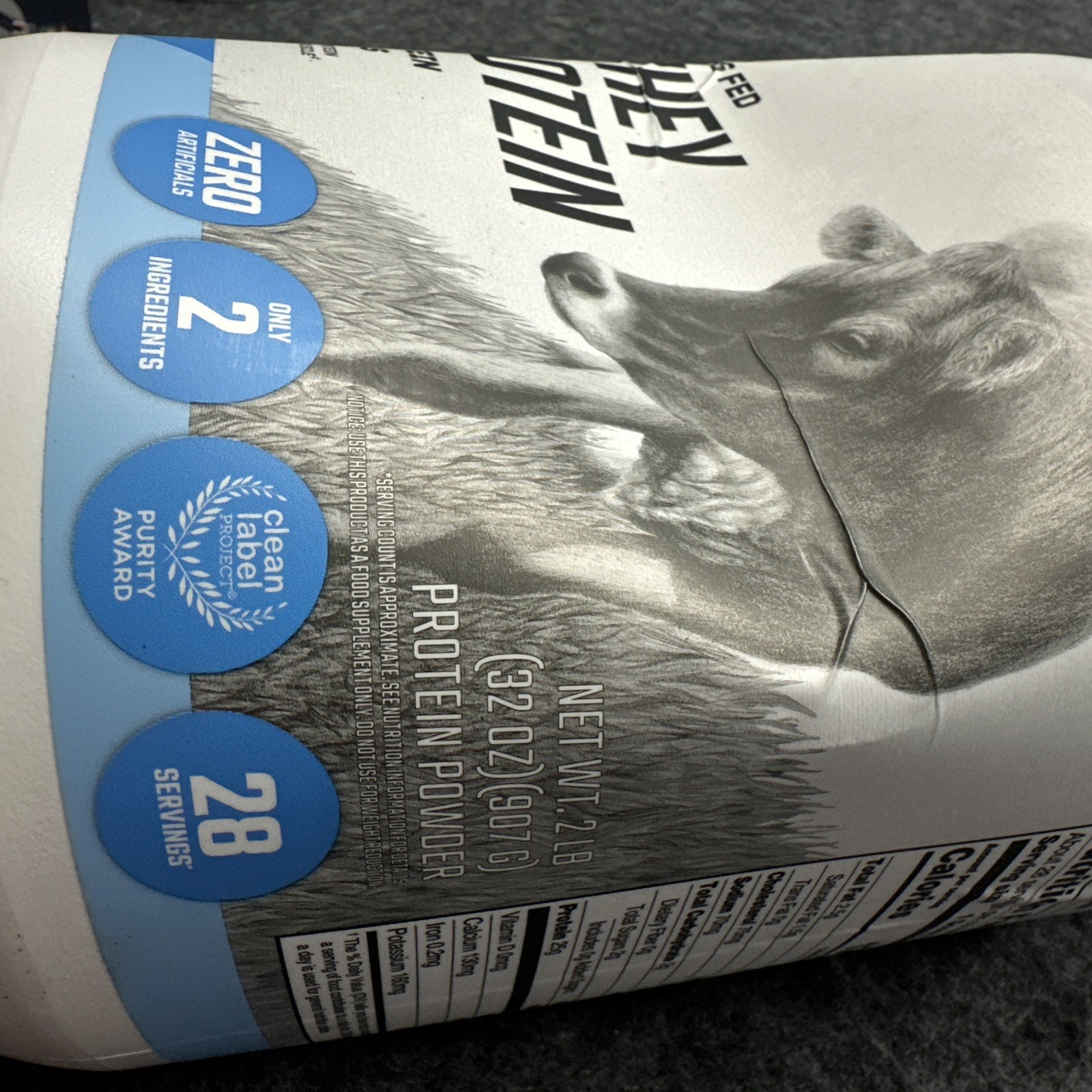 Levels Grass Fed Whey Protein Powder Unflavored 2 lb (907 g) EXP 3/28