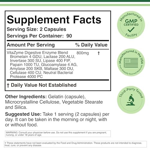 Digestive Enzymes 800mg – All 10 Essential Digestive & Pancreatic Support Formul