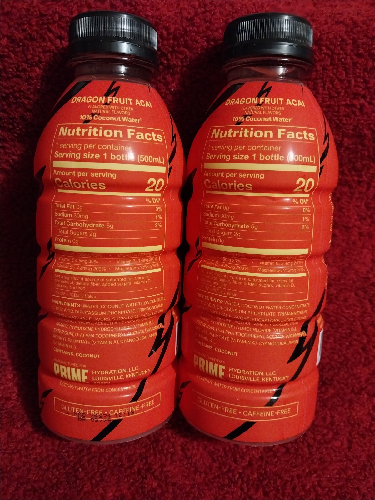 Prime Hydration Drink I ShowSpeed Dragon Fruit Acai New Sealed Limited 2 Bottles