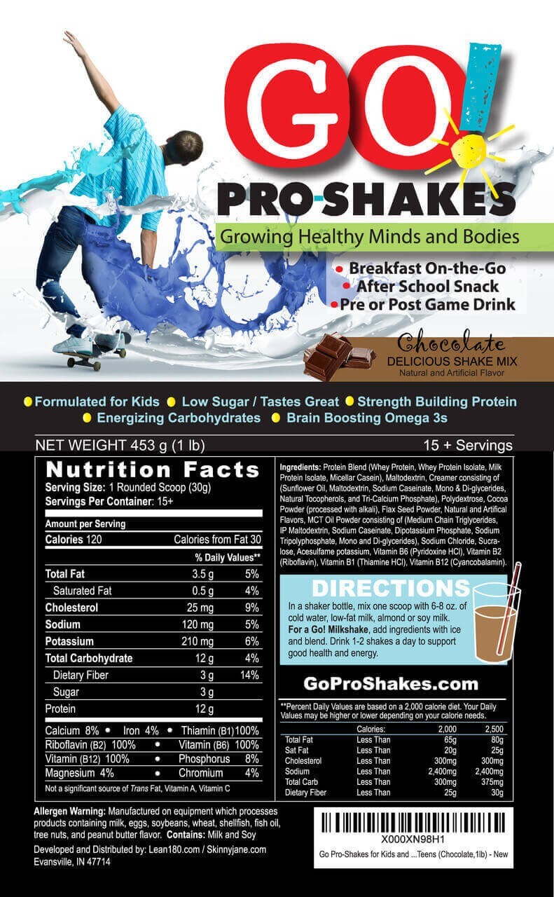 GO! Pro-Shakes for Kids Teens – Protein, Brain, Growth Support, Healthy Snack