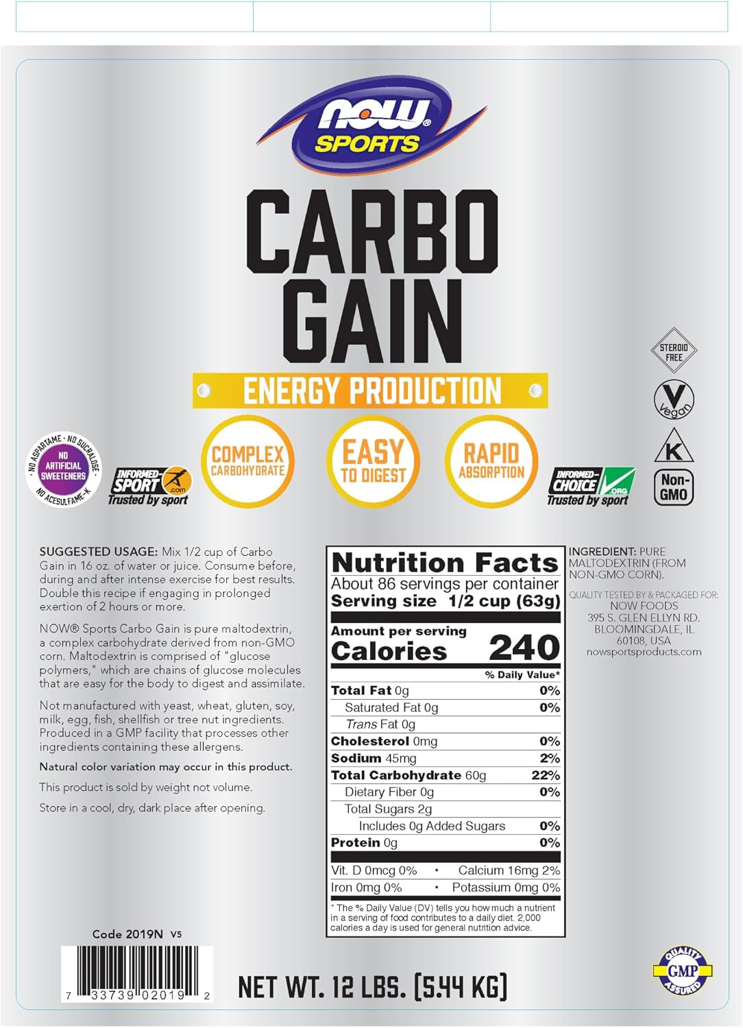 Sports Nutrition, Carbo Gain Powder (Maltodextrin), Rapid Absorption, Energy Pro