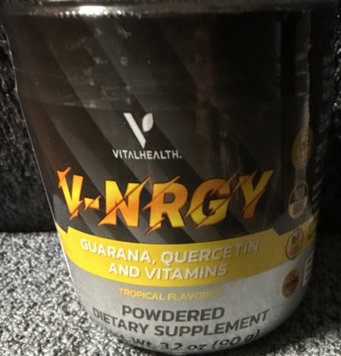 VitalHealth V-NRGY Dietary Supplement Powder Guarana Quercetin Tropical 3.2 oz