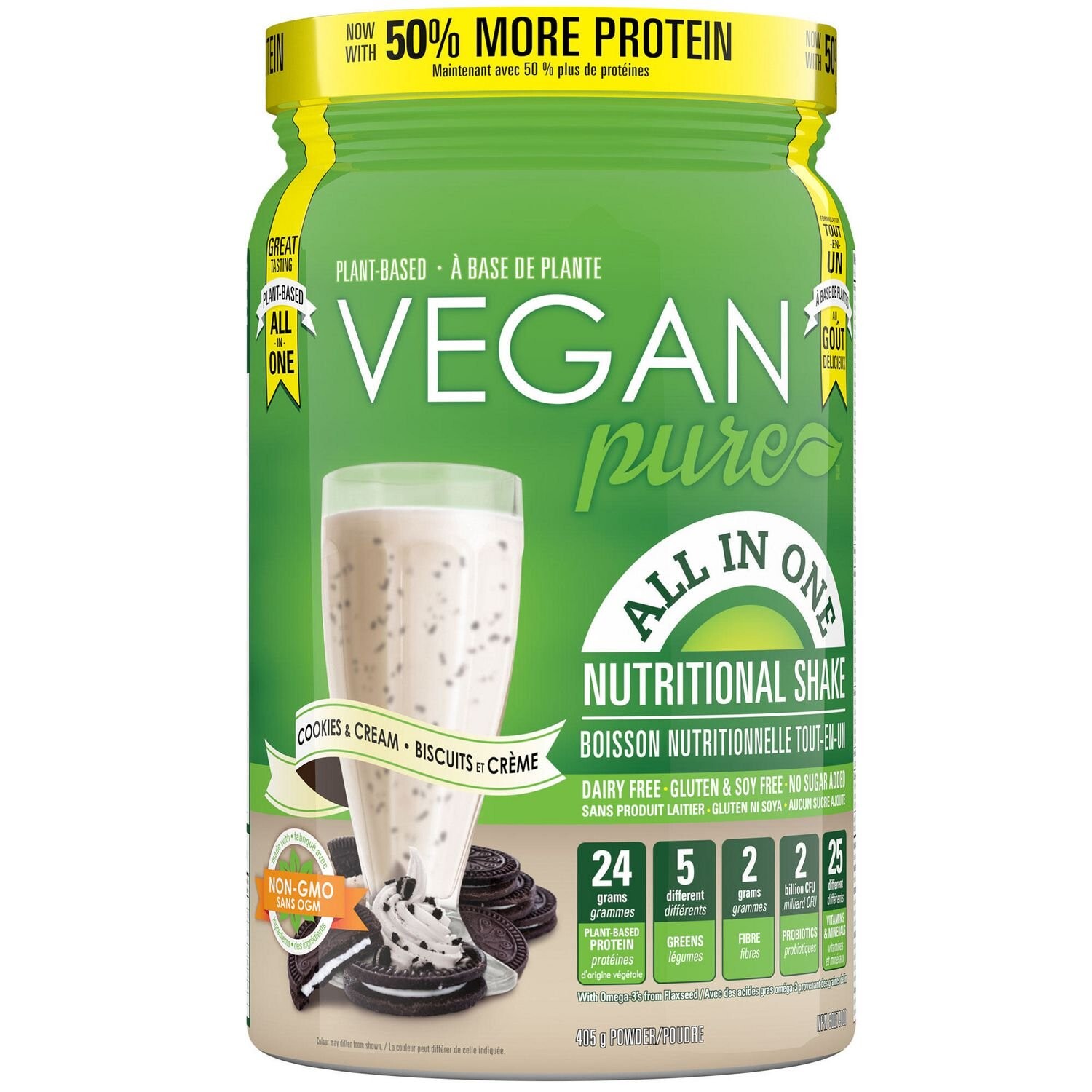 Vegan Pure All-in-one Cookies & Cream Nutritional Shake Powder 405 g