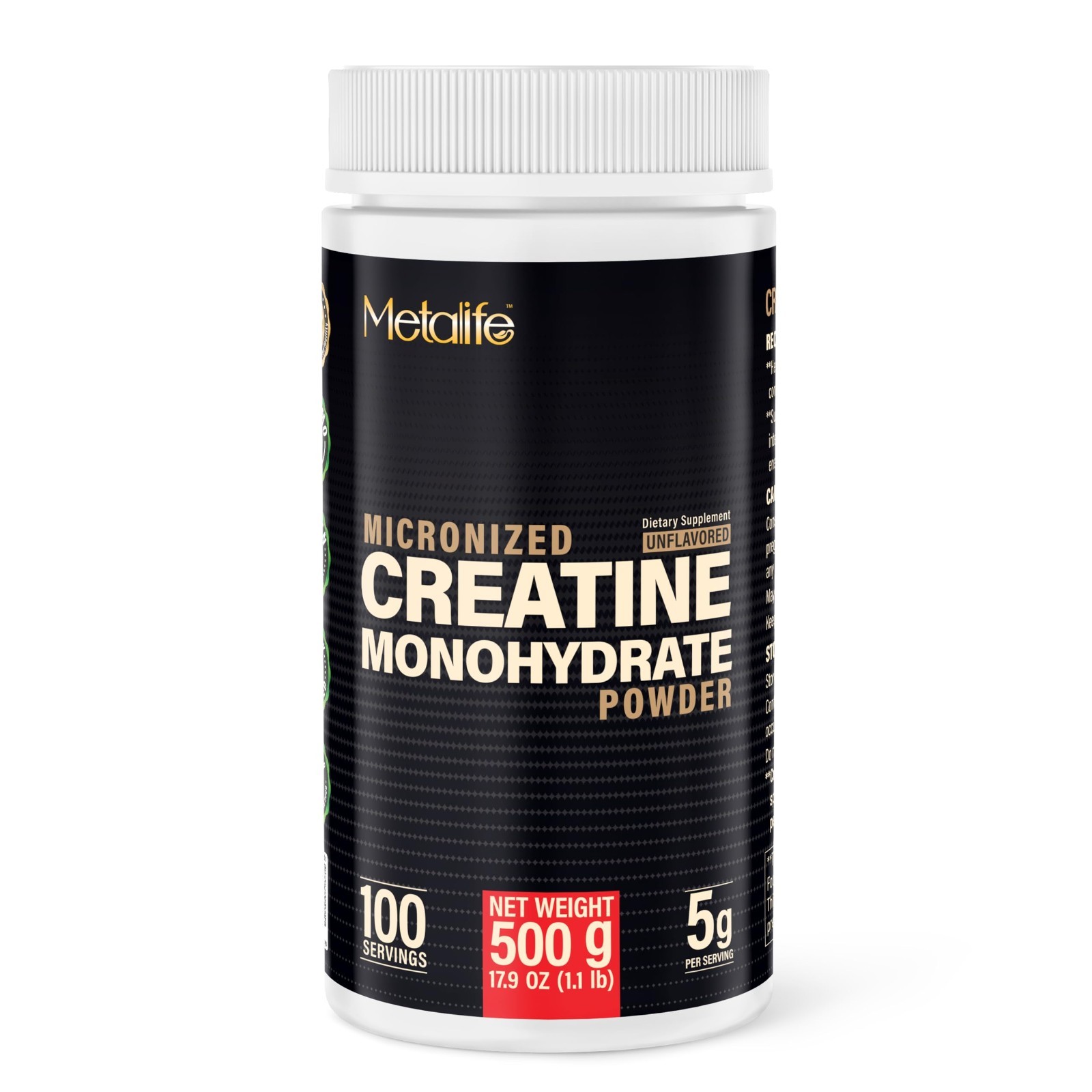 100% Pure Micronized Creatine Monohydrate Powder, 100 Servings, Vegan, Muscle Gr