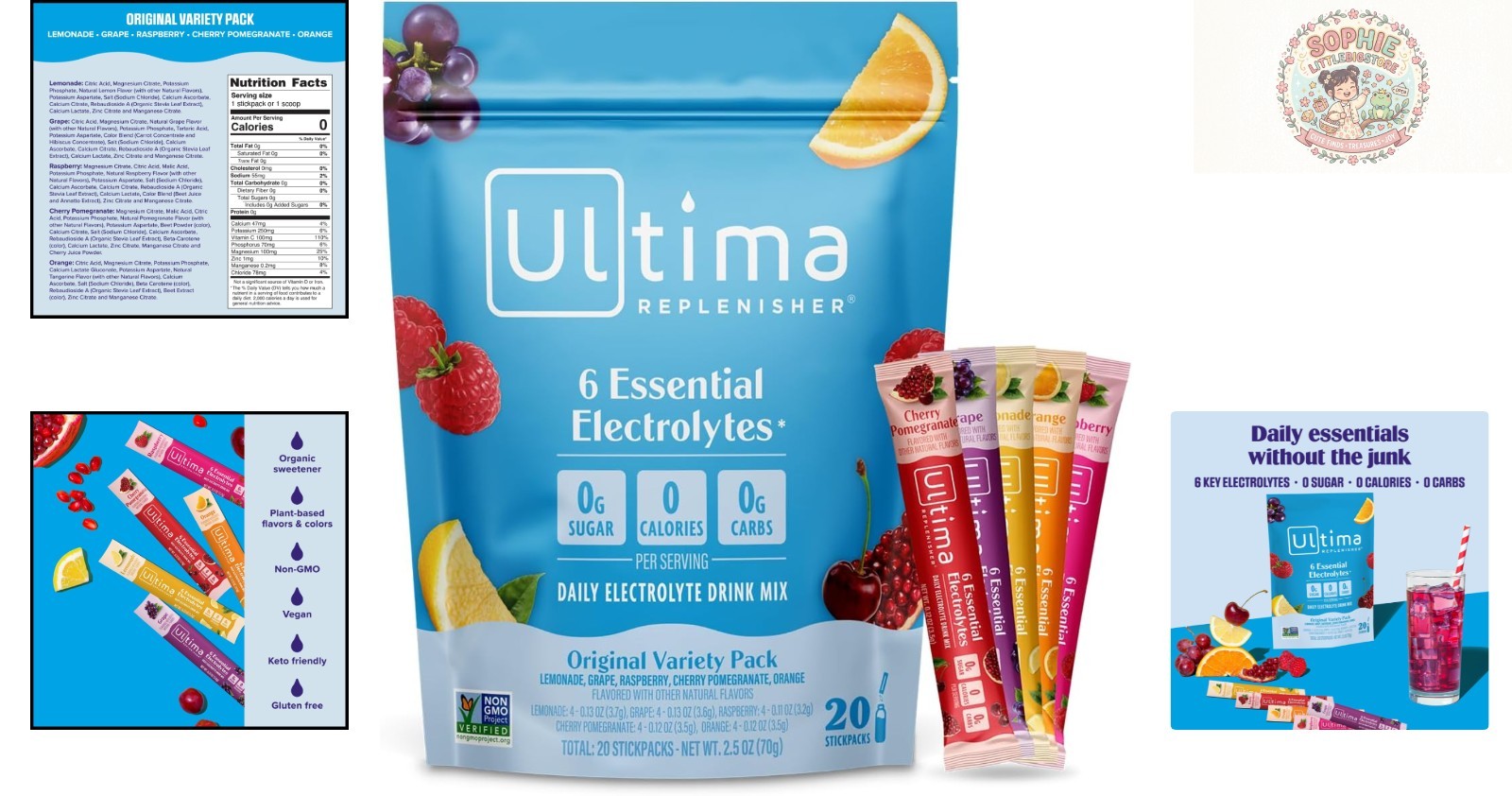 Keto Friendly Electrolyte Variety Pack – 20 Stickpacks of Flavorful Hydration