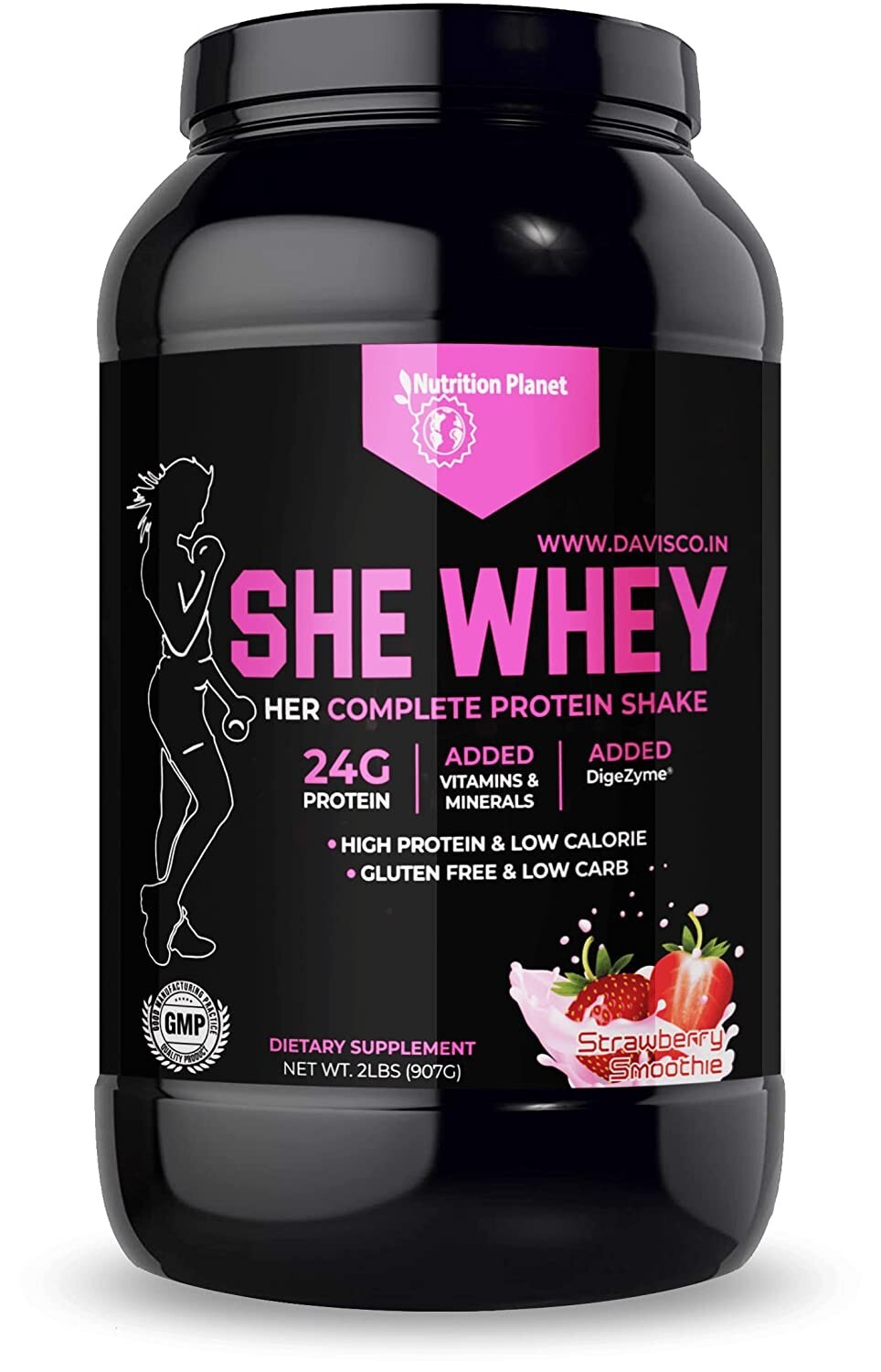Nutrition Planet She Whey With Added DigeZyme Strawberry Smoothie Flavour 907Gm