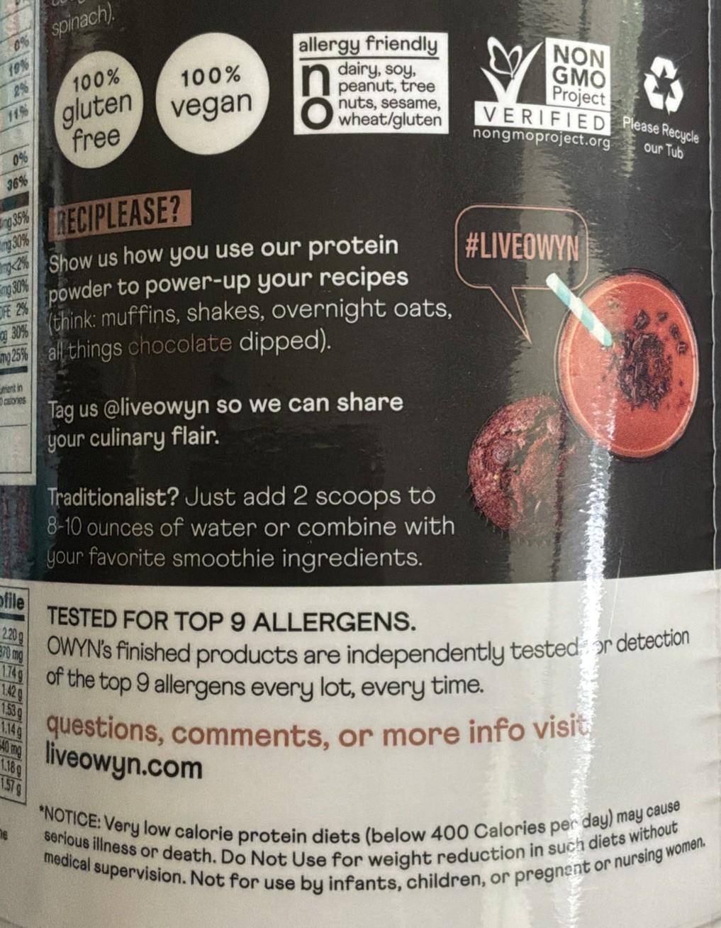 OWYN Elite Protein Only What You Need Chocolate Protein 1.32Lb Vegan zero Sugar
