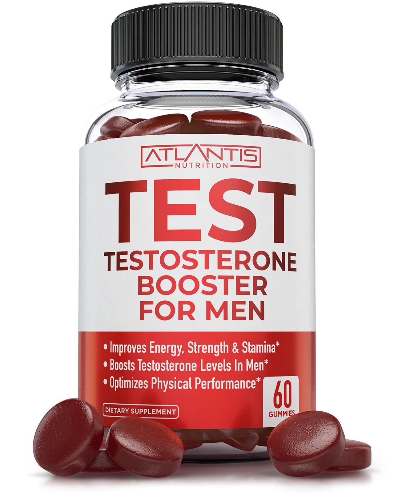 Atlantis Nutrition Testosterone Booster For Men Gummies 60 Count (Pack of 1)