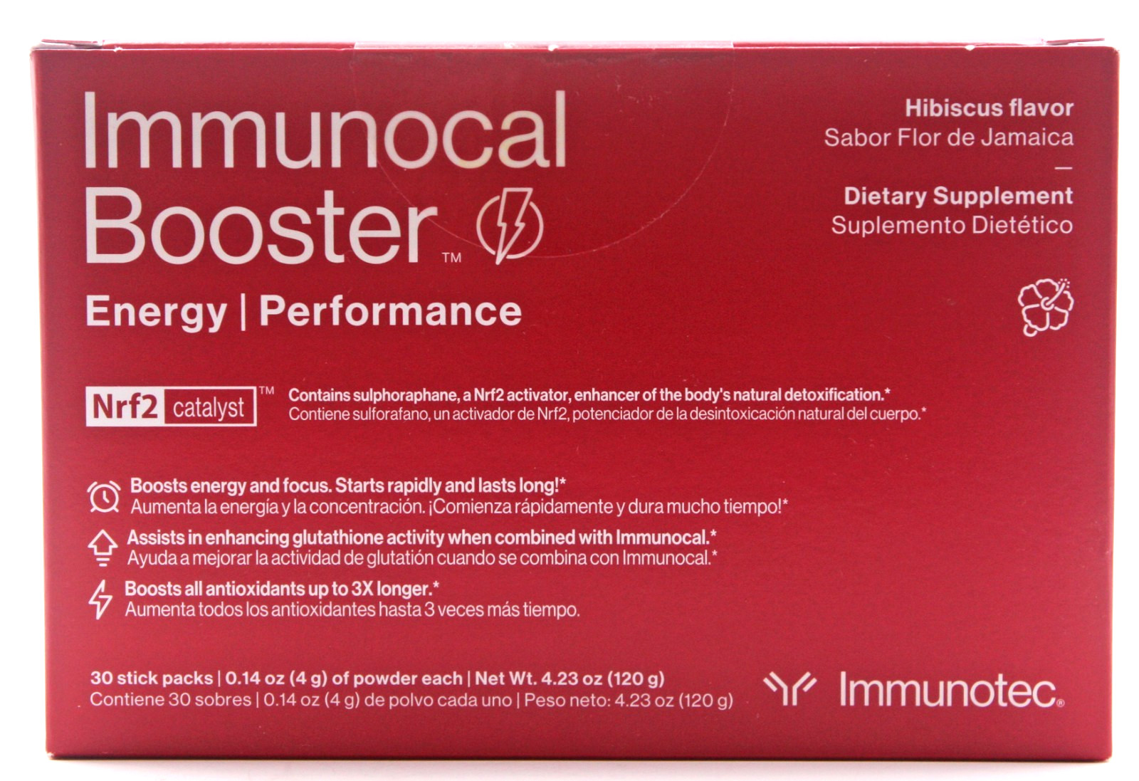 Immunocal Booster Energy Hibiscus Flavor, 30 Stick Packs, Exp 10/2027