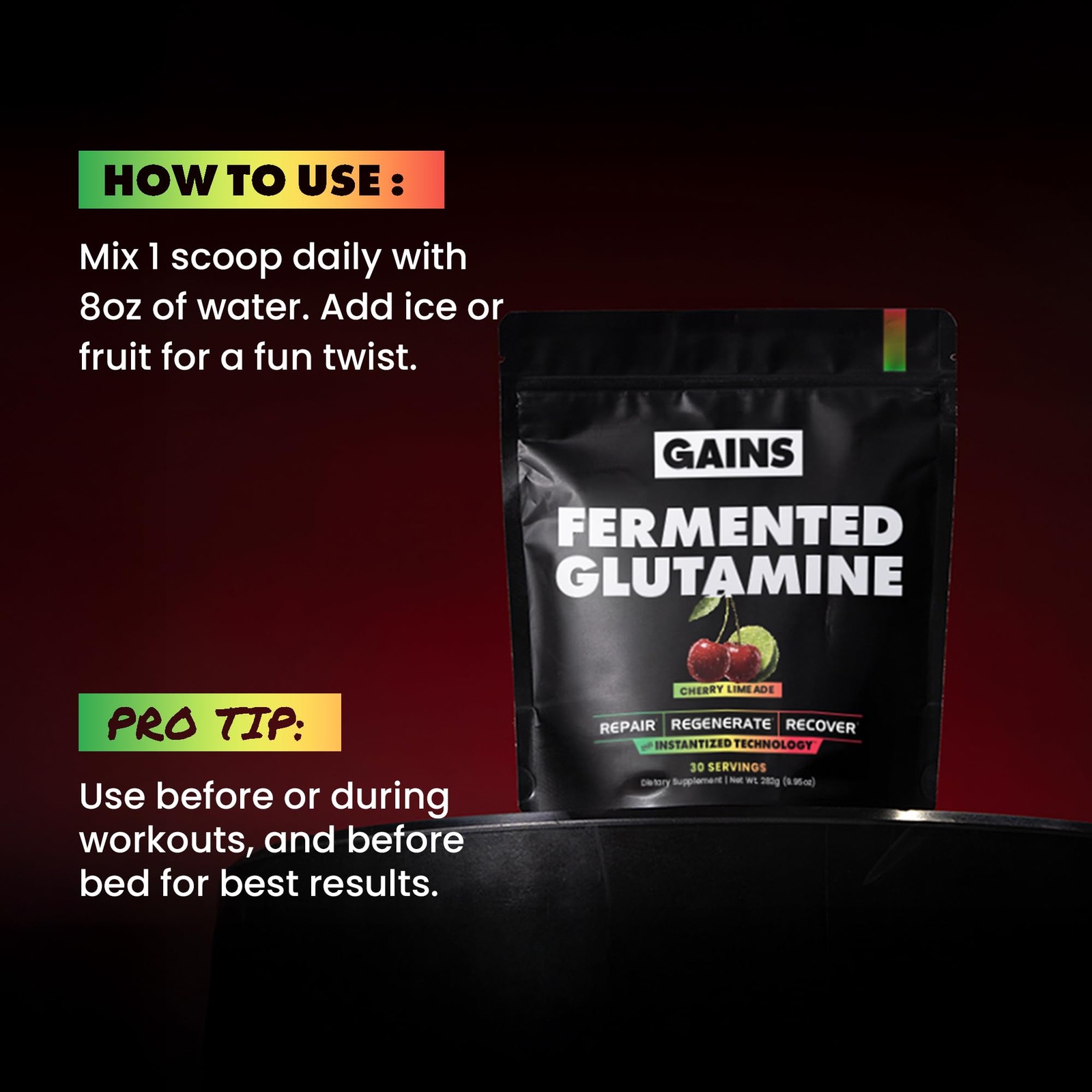 Gains in Bulk LGlutamine, Gluten Free Glutamine Powder for Muscle Recovery an…