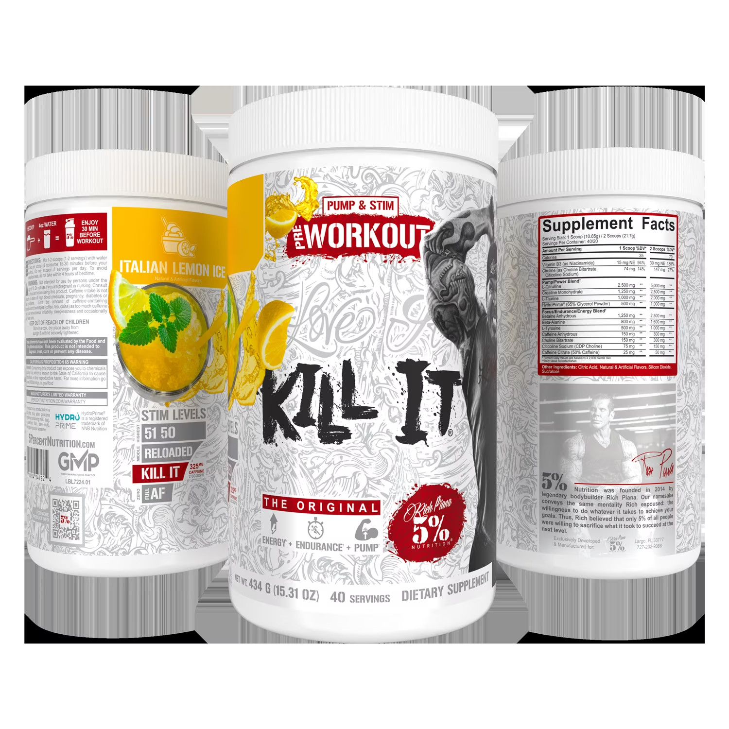Rich Piana Kill It Pre-Workout Powder Supplement with Creatine & Caffeine for Pu