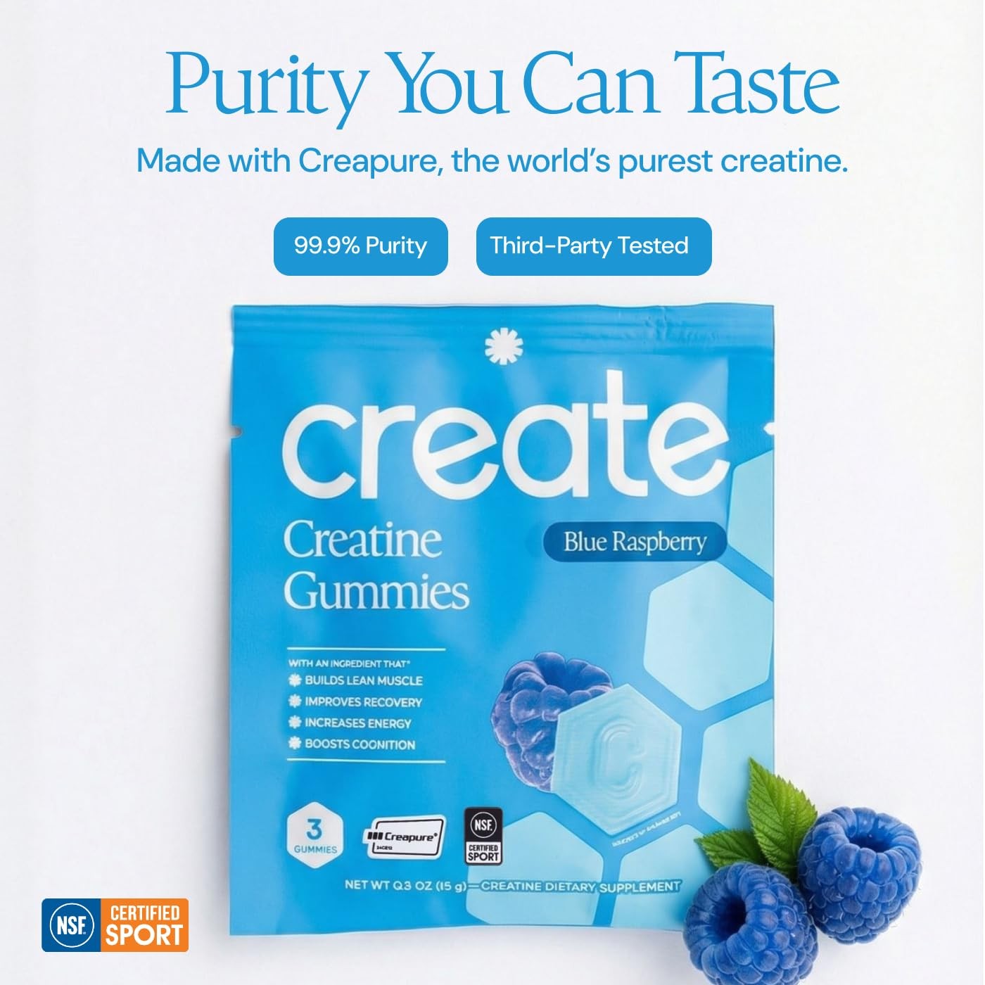 Creatine Gummies for Men & Women – NSF Certified, Made with Creapure Creatine…