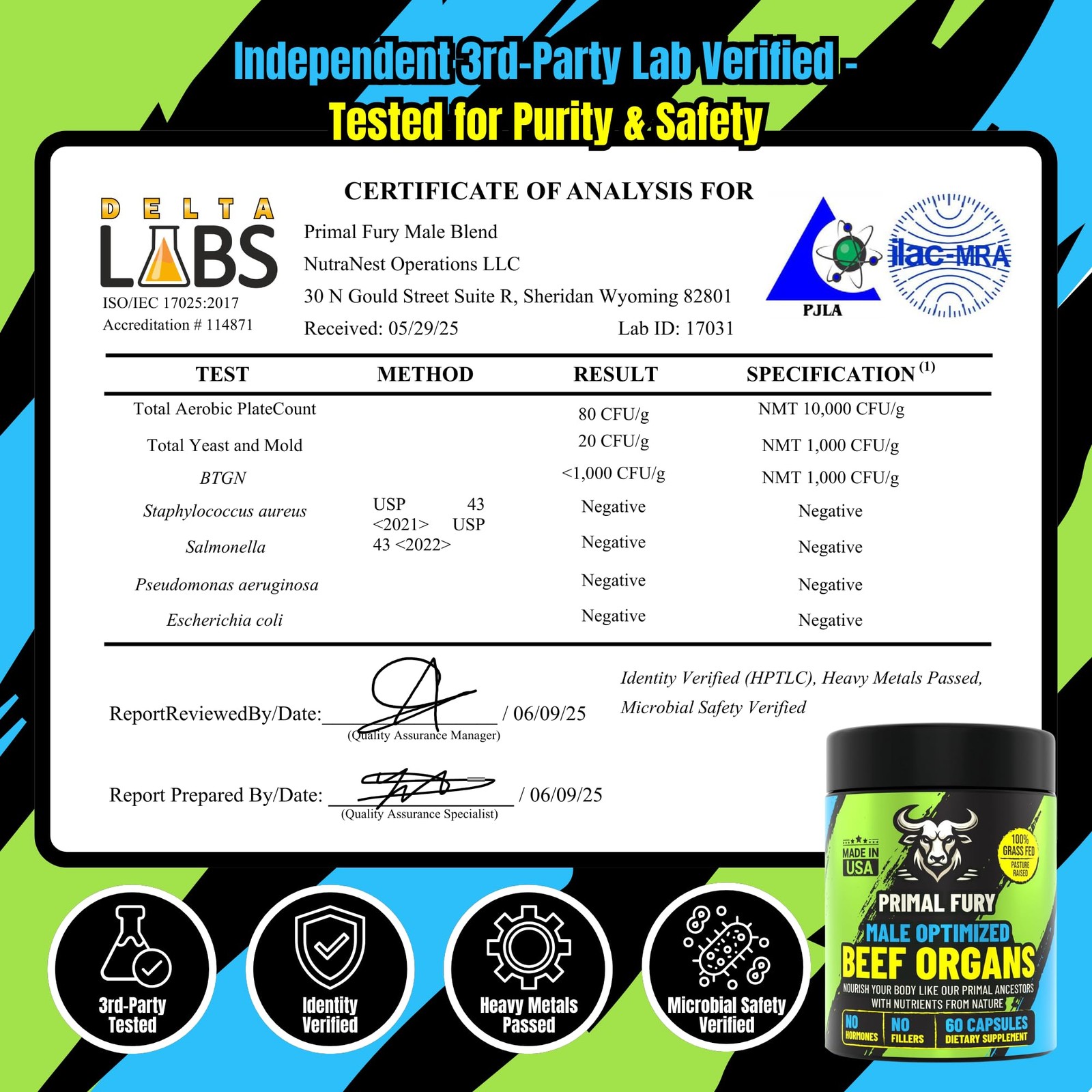 Grass Fed Beef Organ Supplement for Men – Male Optimization Pills – 90 Count