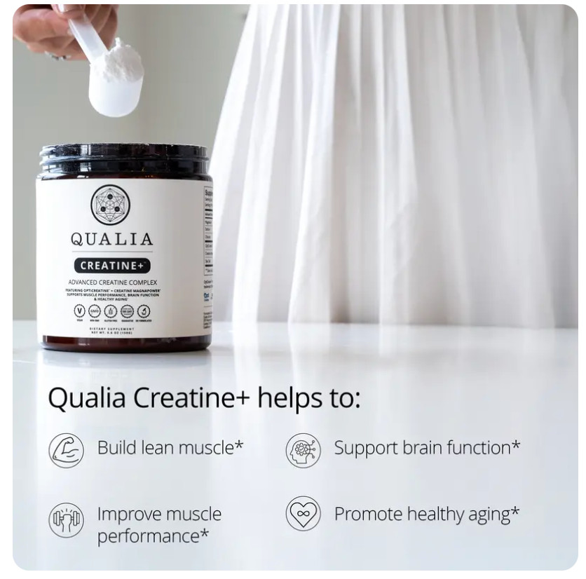 Qualia Creatine+ Advanced Creatine Powder Vegan Non-GMO Unflavored 5.6 oz, 03/28